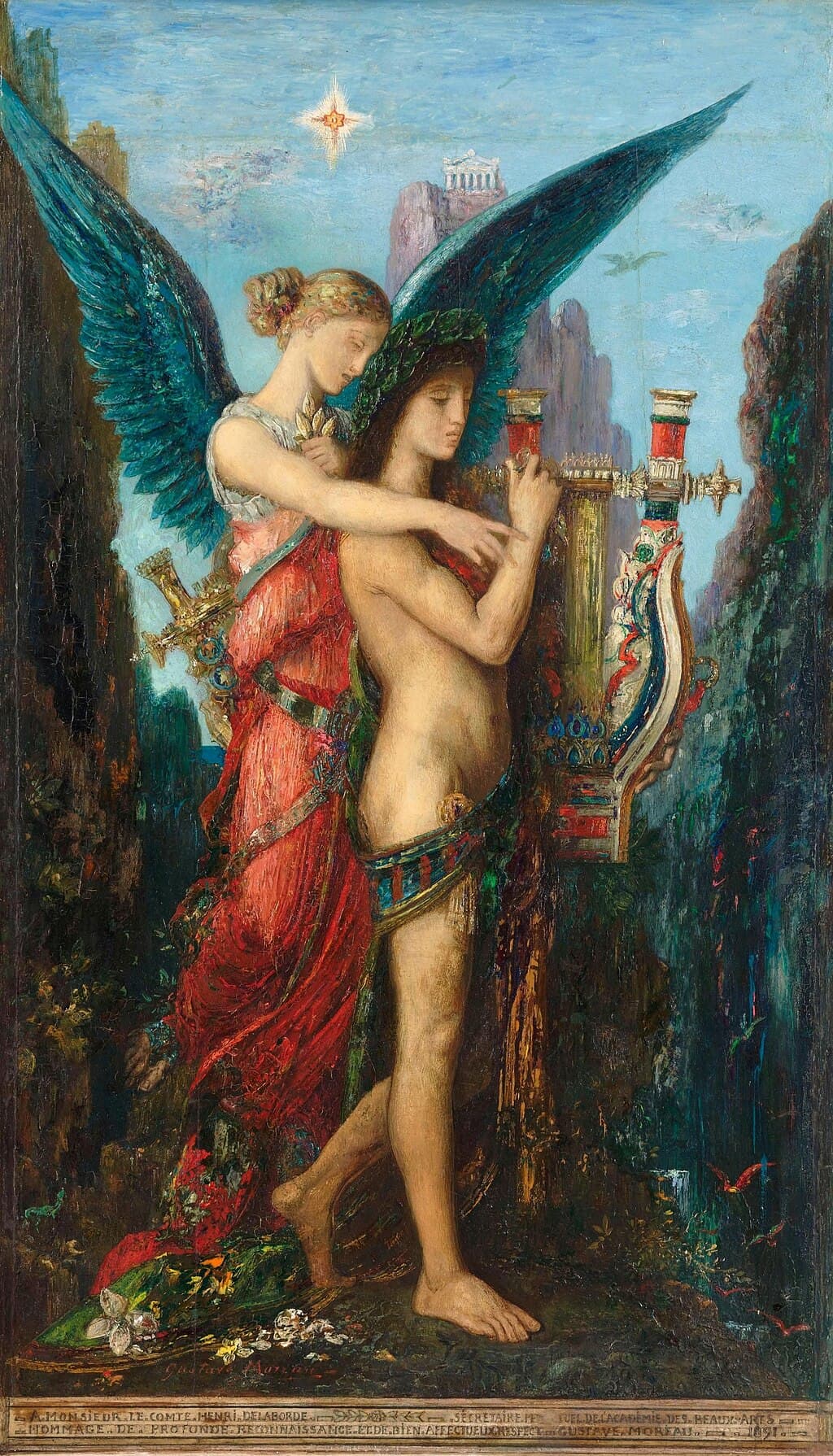Hesiodos ve Musa (Müz, İlham Perisi), Gustave Moreau.